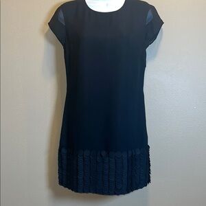 Ted Baker Women’s Black Cap Sleeve Circle Appliqué Hem Glana Mini Dress SZ 2
